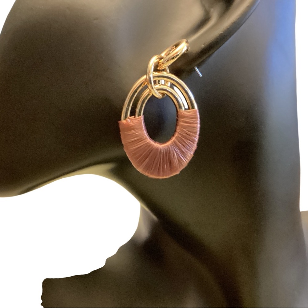 SugarFix By BaubleBar Chic Gold and Dark Tan Threaded Earrings ( Pierced)